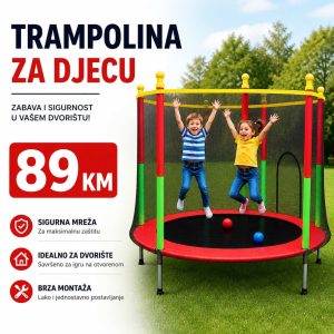 Trampolina za djecu 140 cm sa zaštitnom mrežom – nosivost do 140 kg